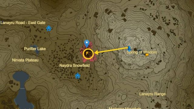 Comment se rendre au gouffre du champ de neige de Naydra - Zelda : Tears Of The Kingdom