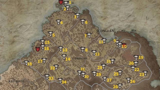 Emplacement de l'autel de Lilith à Scosglen -Diablo 4