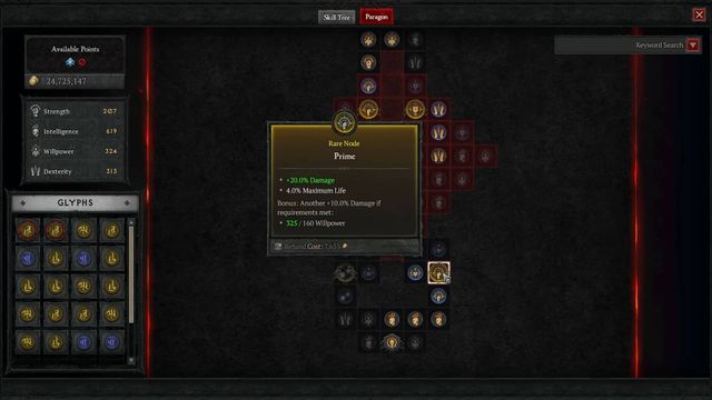 Tableau Nécromancien Paragon - Diablo 4