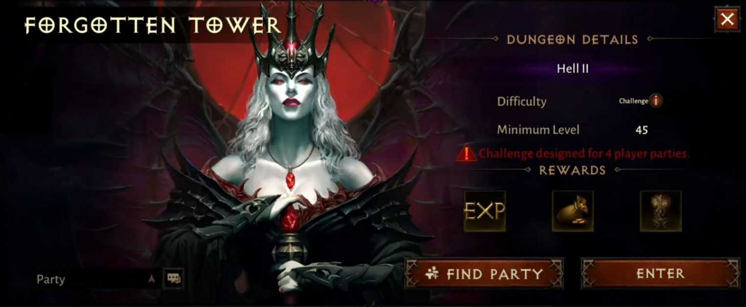 Diablo Immortal :  Guide du donjon de la Tour oubliée