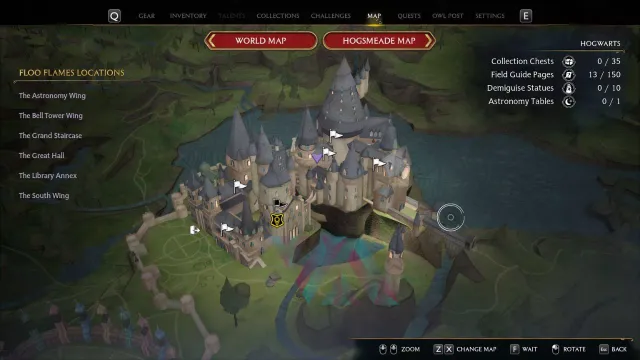Hogwarts Legacy : Taille de la carte et tous les principaux points de repère