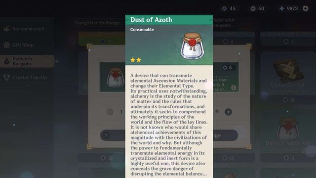 Comment utiliser Dust of Azoth dans Genshin Impact