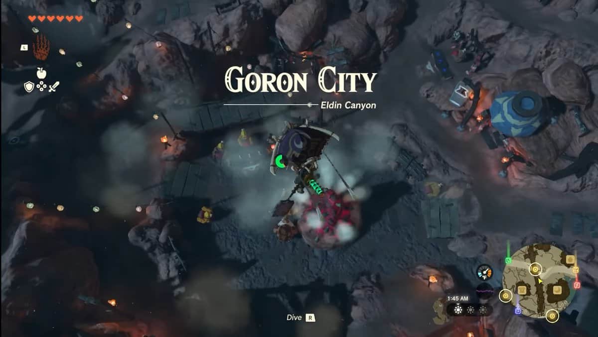 Zelda : Tears Of The Kingdom - Emplacement de la ville de Goron