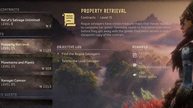 Horizon : Forbidden West - Comment remplir un contrat de récupération de propriété