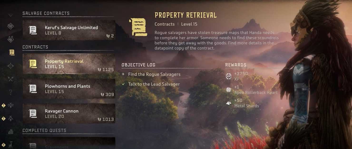 Horizon : Forbidden West - Comment remplir un contrat de récupération de propriété