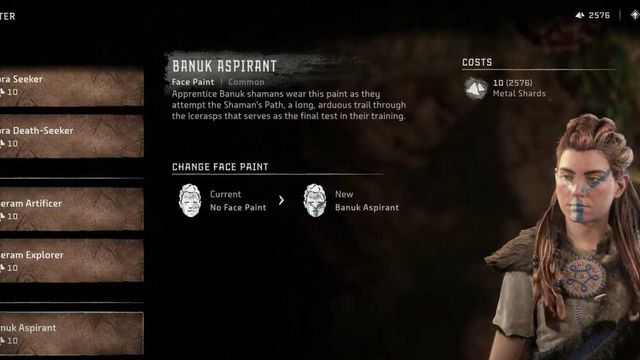 Horizon : Forbidden West - Comment utiliser la peinture pour le visage
