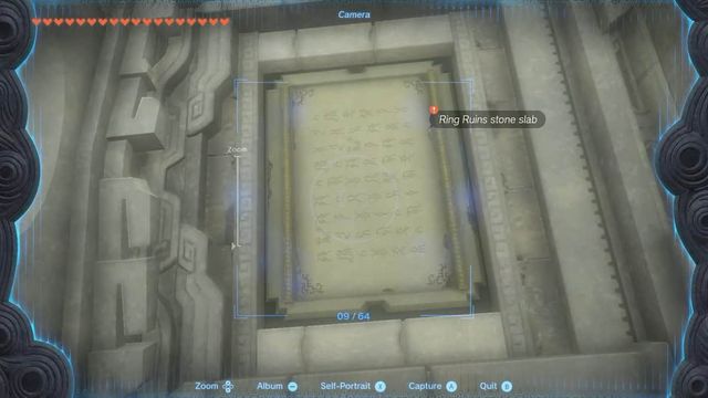 Zelda : TotK - Comment photographier une dalle de pierre dans les ruines d'un anneau