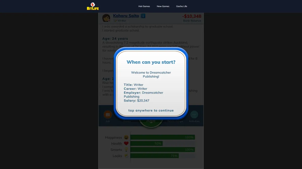 Comment devenir un auteur célèbre dans BitLife