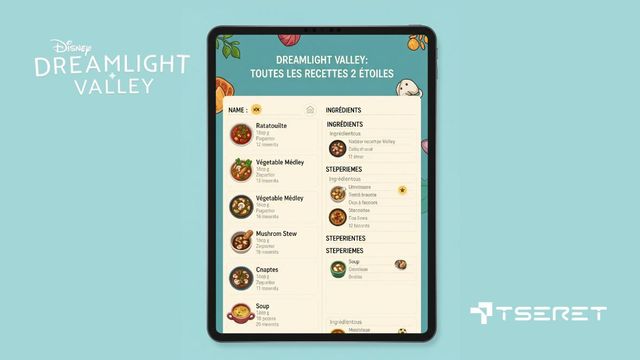 Dreamlight Valley: Toutes les Recettes 2 Étoiles [Guide Complet]