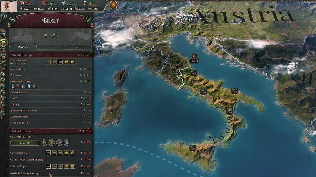 Victoria 3 : Comment stocker des réserves d'or