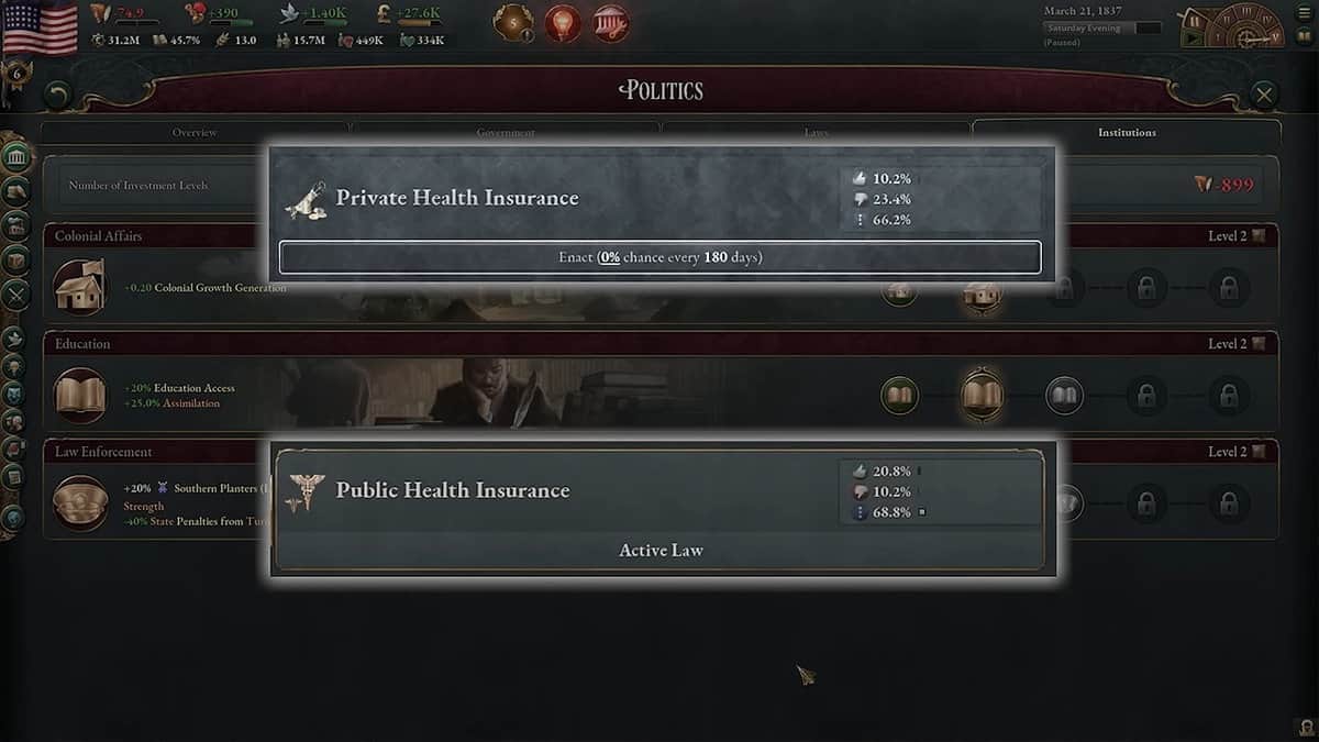 Victoria 3 : Comment faire passer les lois
