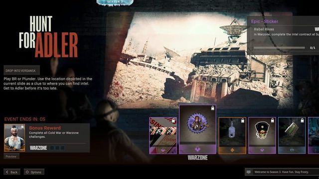 Guide des défis de CoD Warzone Hunt for Adler Intel