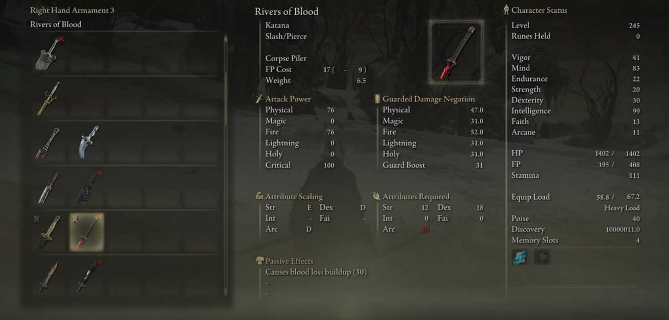 Elden Ring : Où trouver Rivers of Blood Katana