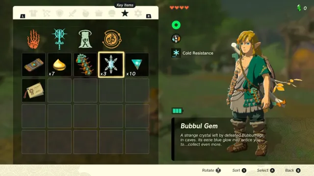 Zelda : Tears of the Kingdo - Comment obtenir et utiliser les pierres précieuses Bubbul