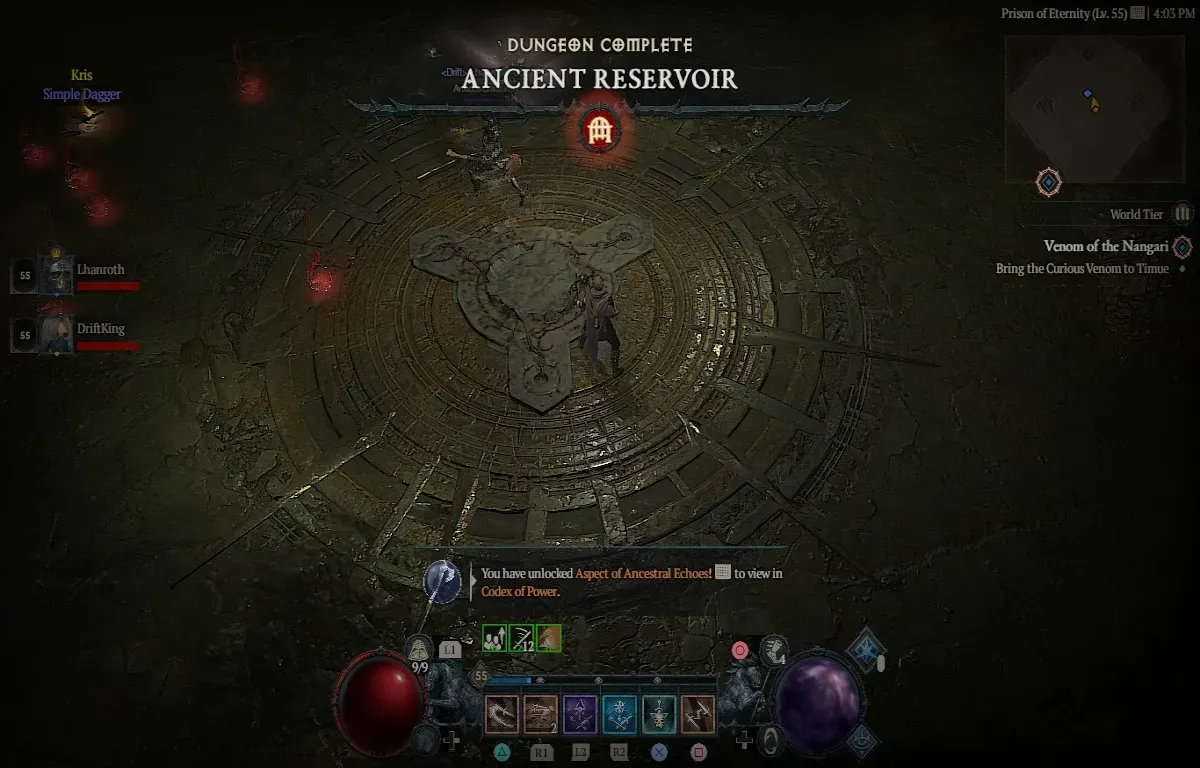 Diablo 4 : Donjon de l'ancien réservoir, aspect et récompenses