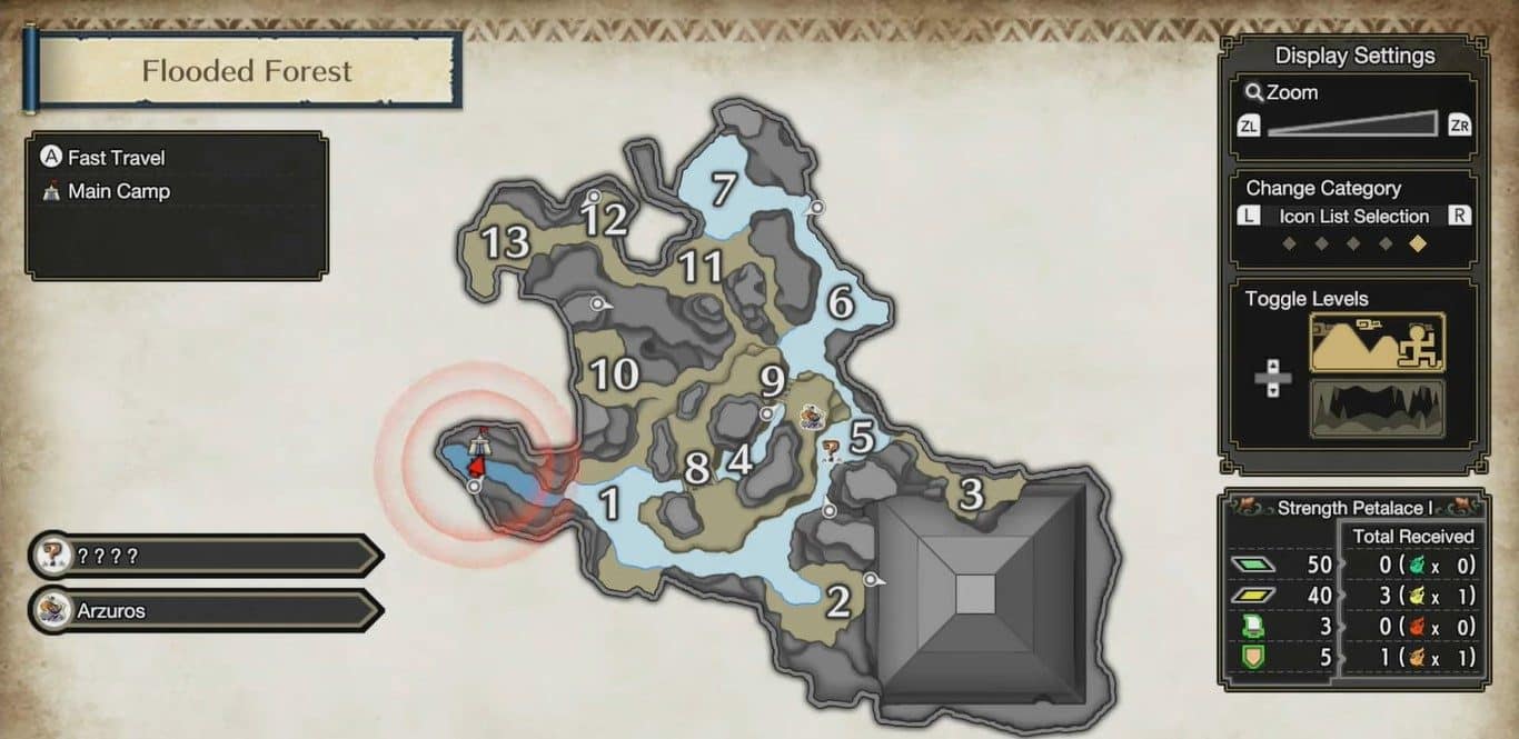Monster Hunter Rise Guide des emplacements d'enregistrement des reliques de la forêt inondée
