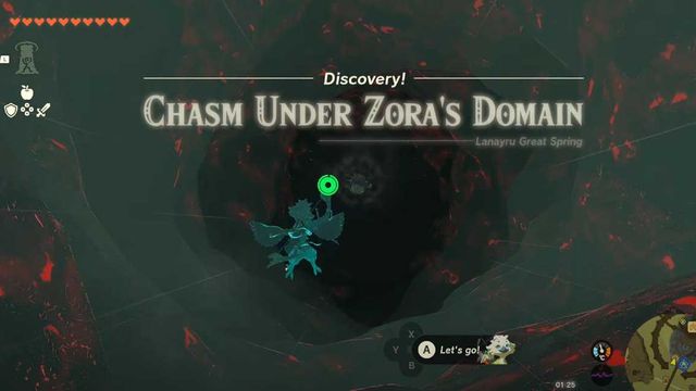 Comment se rendre au gouffre sous le domaine de Zora - Zelda : Tears Of The Kingdom