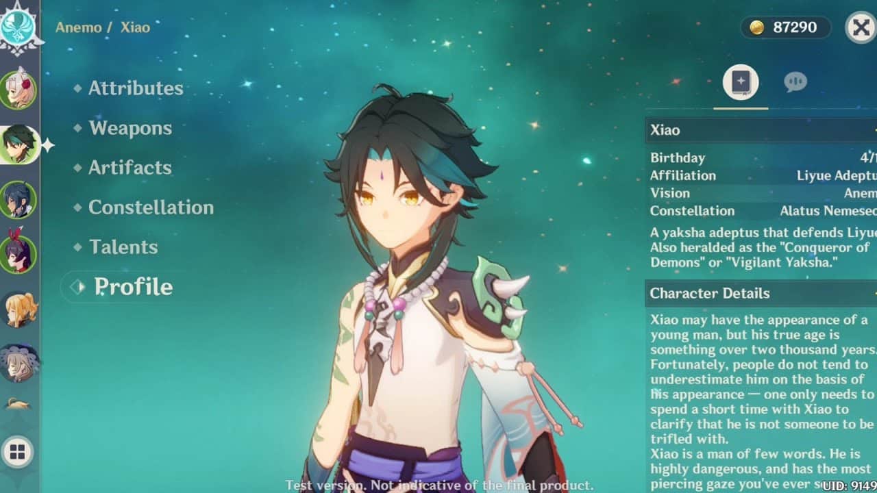 Genshin Impact - Personnage Anemo Xiao
