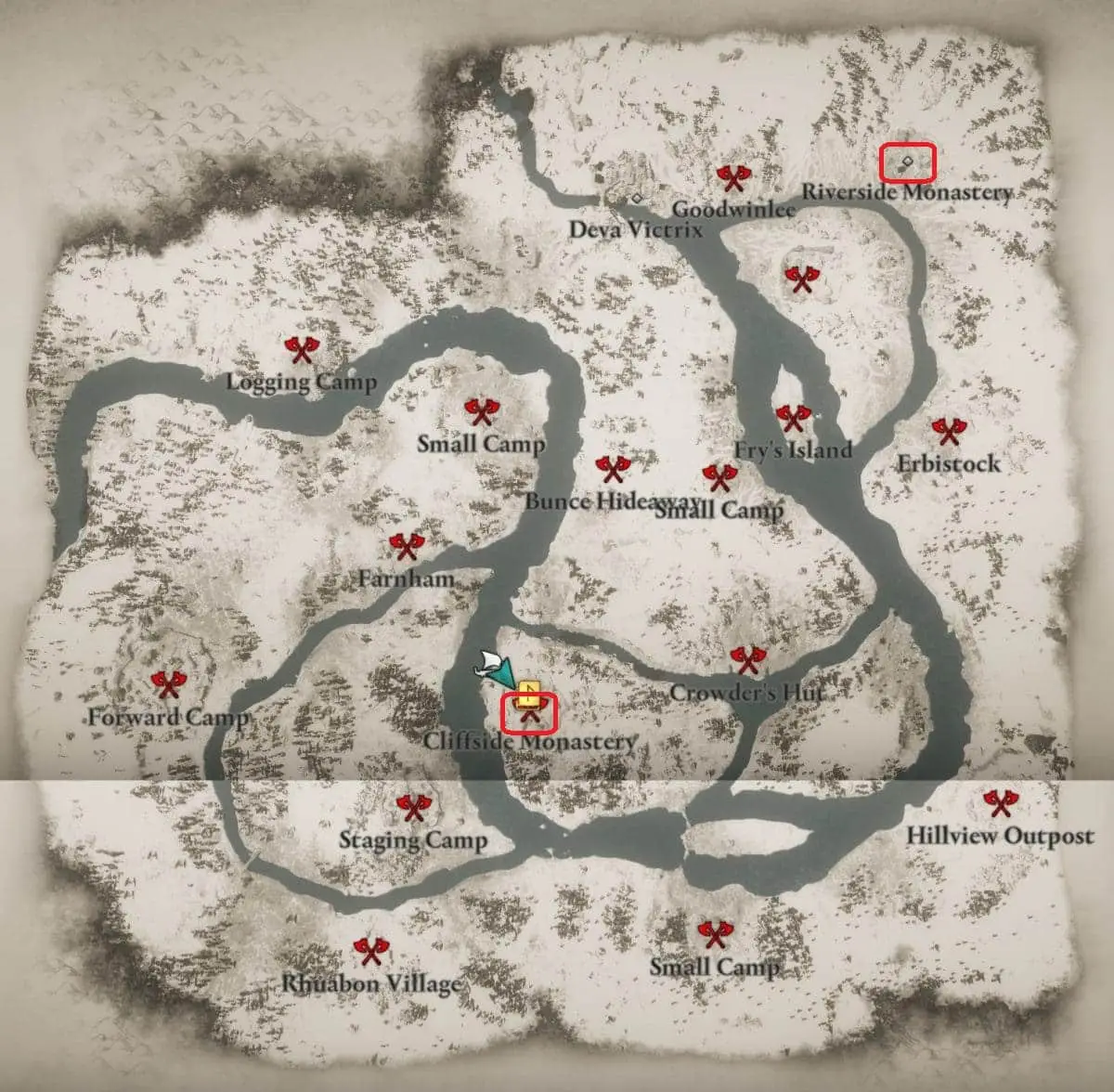 Assassin’s Creed Valhalla - Emplacements des livres de connaissances dans River Raid