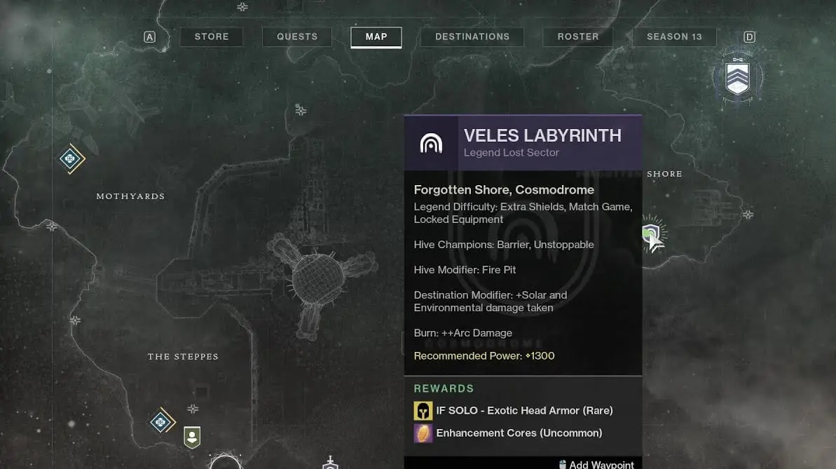 Destiny 2 Guide du secteur perdu du labyrinthe de Veles