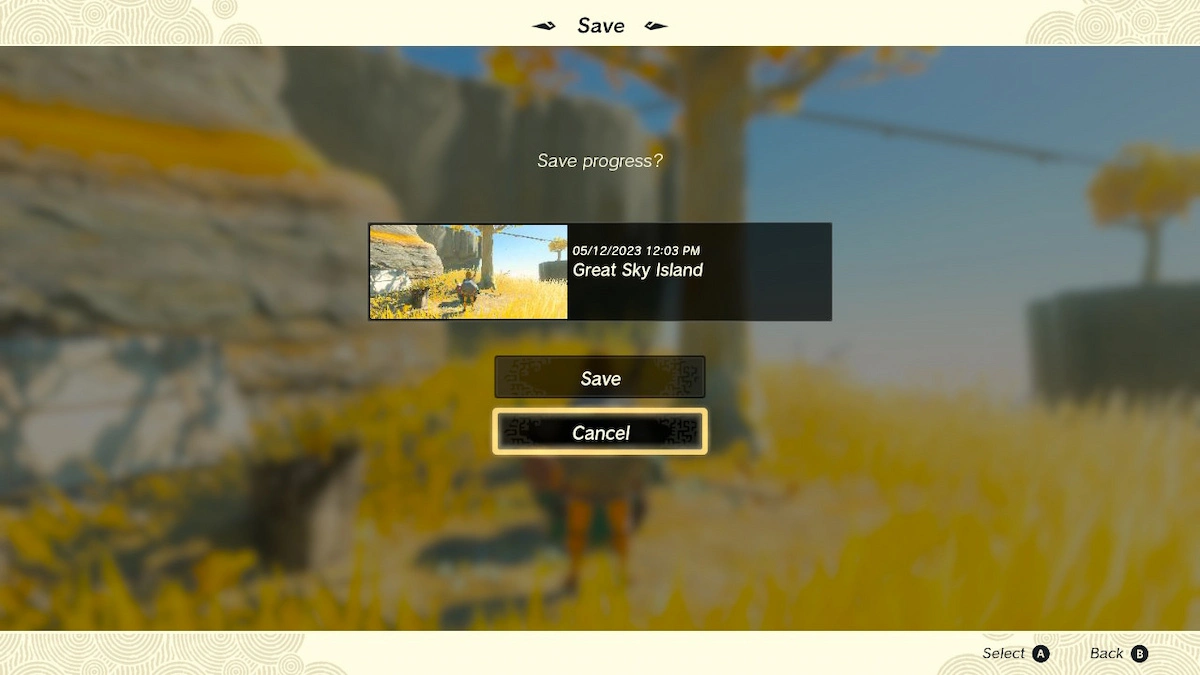 Zelda : Tears of Kingdom - Comment sauvegarder et charger