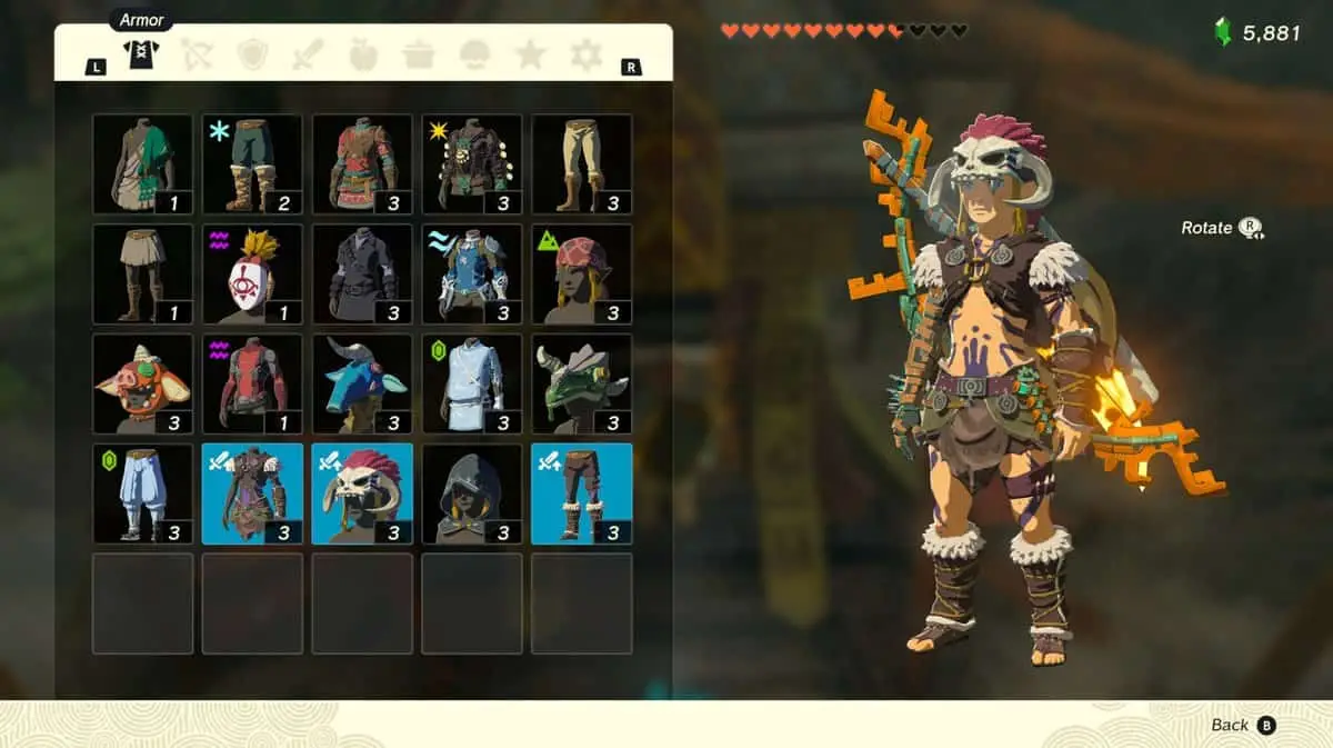 Zelda : Tears Of The Kingdom - Emplacement du set d'armure barbare