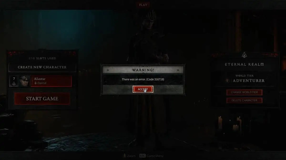 Comment réparer le code d'erreur 316719 - Diablo 4