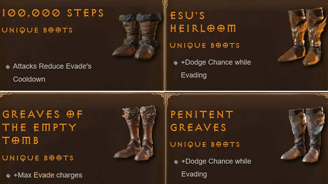Les bottes uniques - Diablo 4