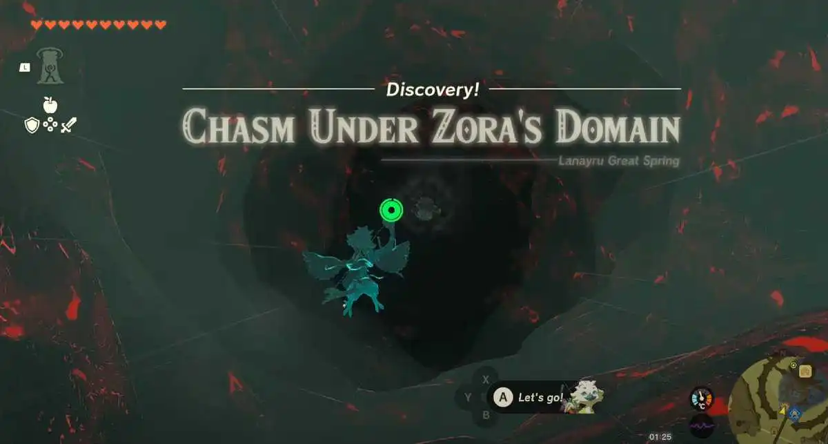 Comment se rendre au gouffre sous le domaine de Zora - Zelda : Tears Of The Kingdom